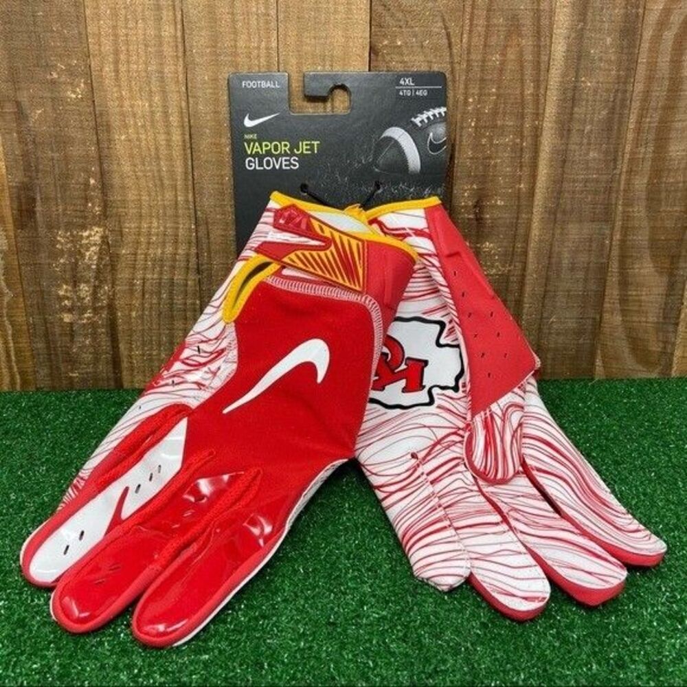 Nike PGF900 Vapor Jet 5.0 Receiver Football Gloves Kansas City Chiefs NFL KC 4XL